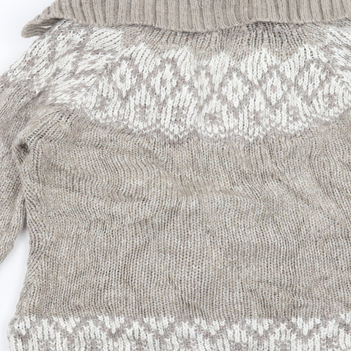 Marks and Spencer Womens Beige Geometric Knit Cardigan Jumper Size M