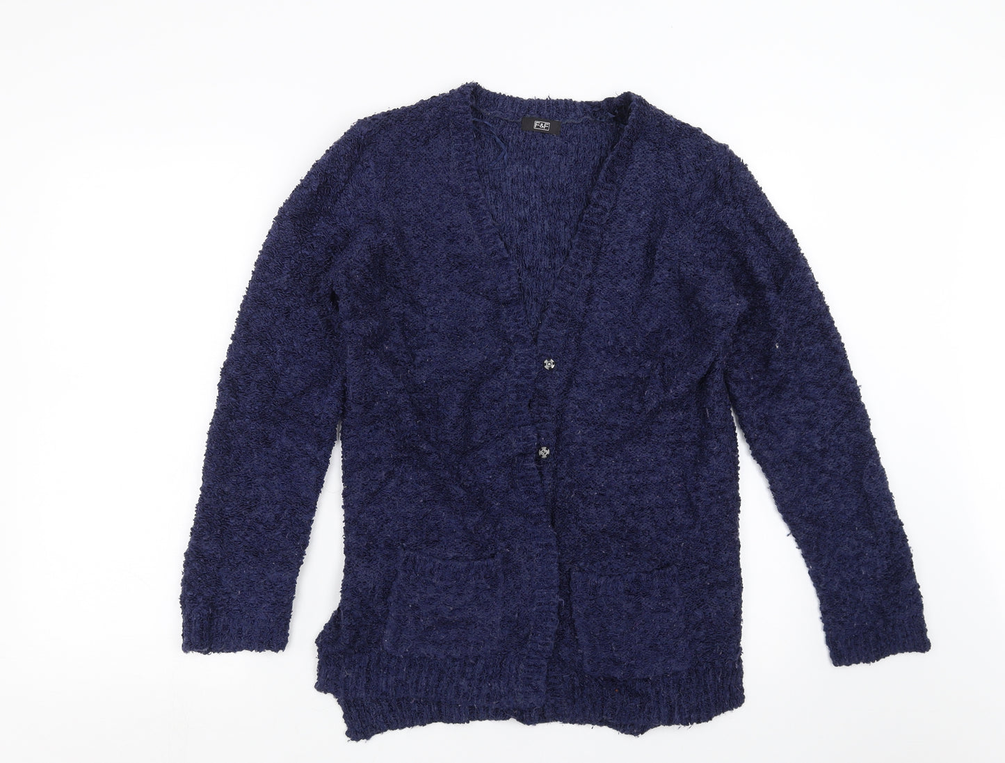 F&F Womens Blue  Knit Cardigan Jumper Size 10