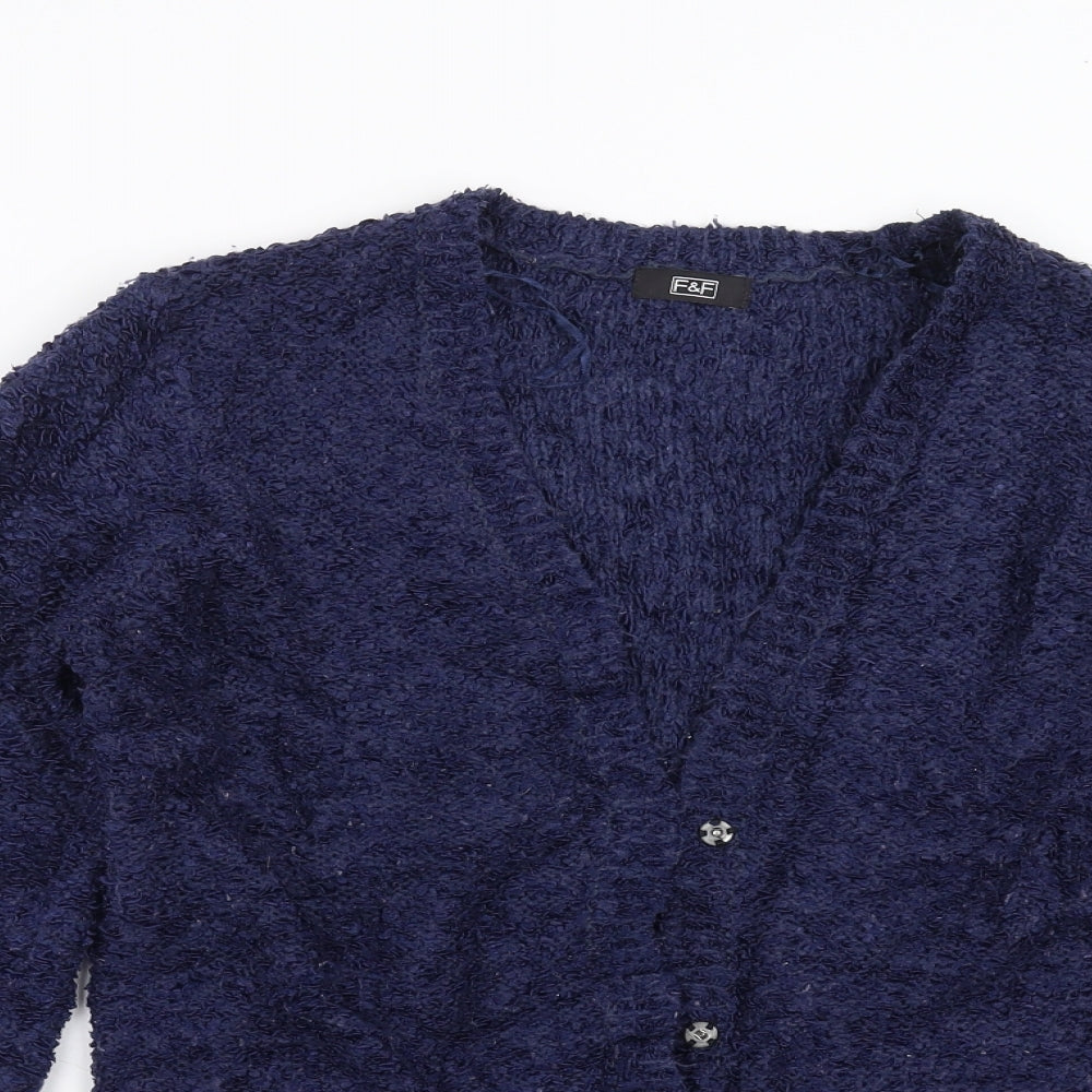 F&F Womens Blue  Knit Cardigan Jumper Size 10