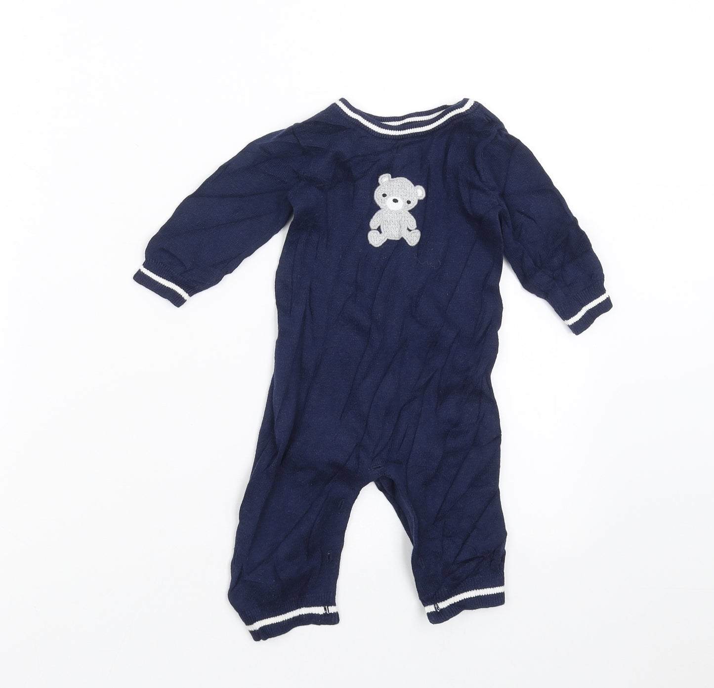 Nutmeg Boys Blue  Knit Babygrow One-Piece Size 3-6 Months  - Bear