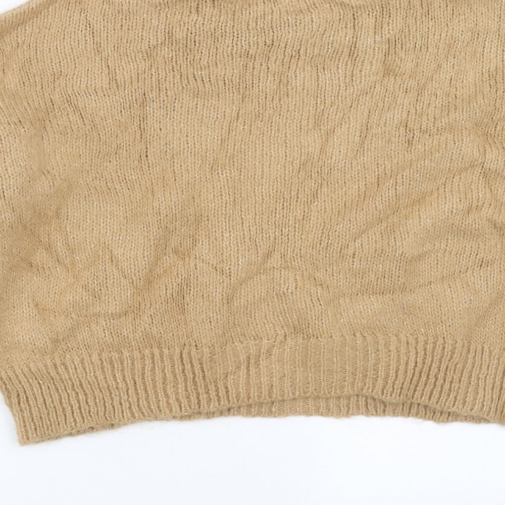 Stradivarius Womens Beige Argyle/Diamond Knit Pullover Jumper Size S