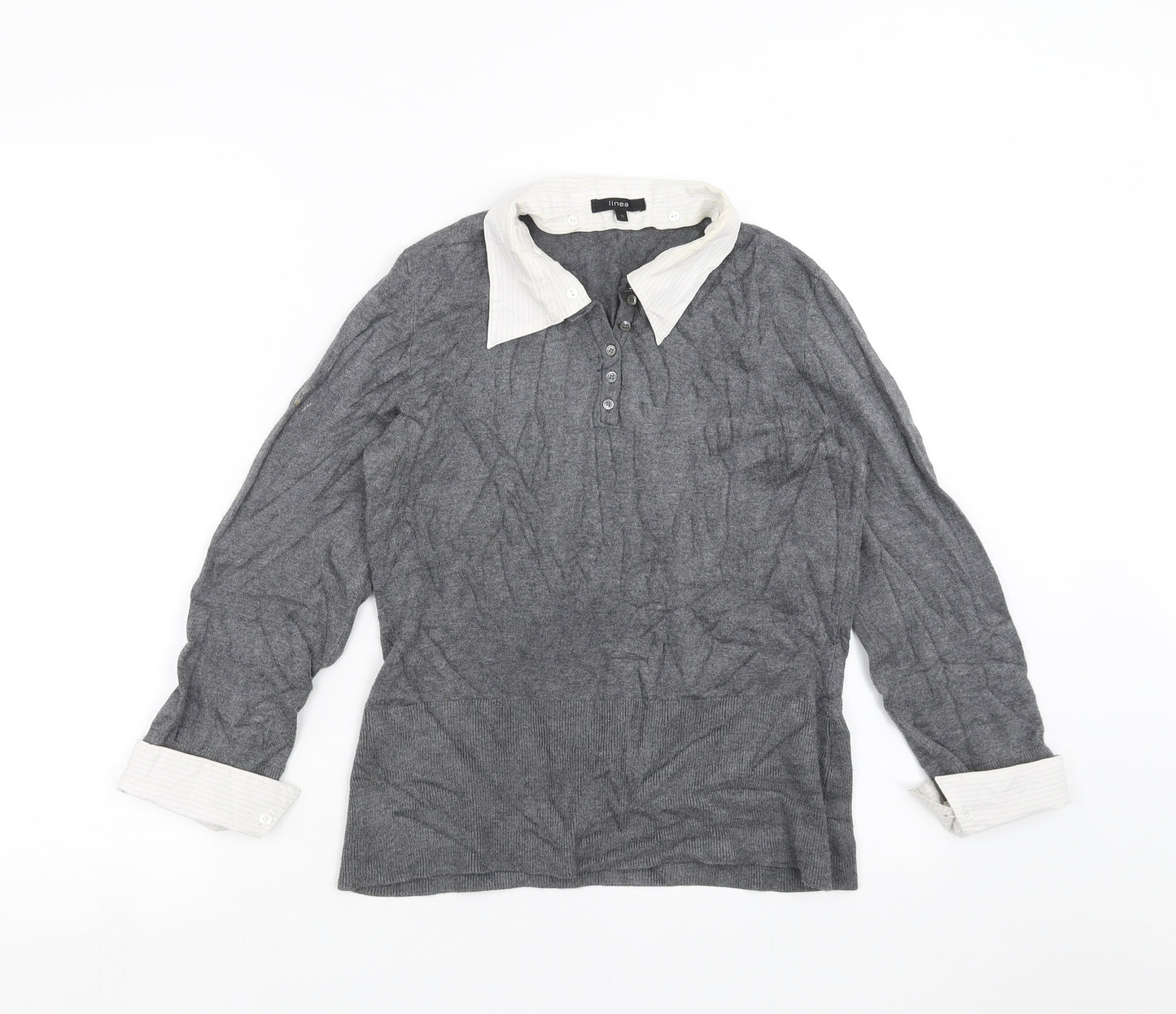 Linea Womens Grey  Knit Pullover Jumper Size S