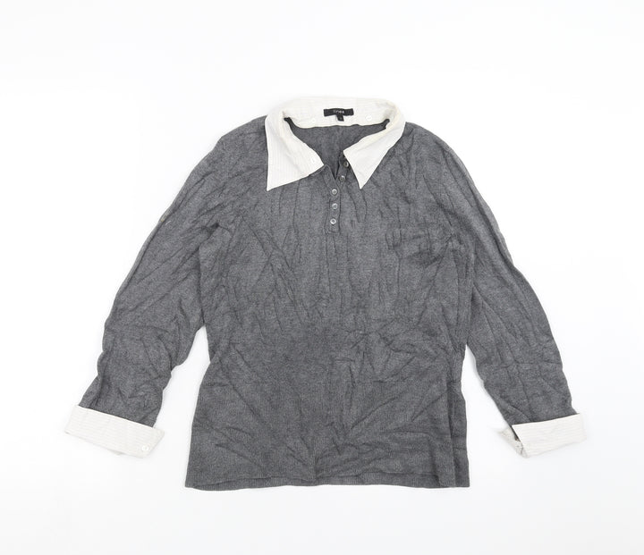 Linea Womens Grey  Knit Pullover Jumper Size S