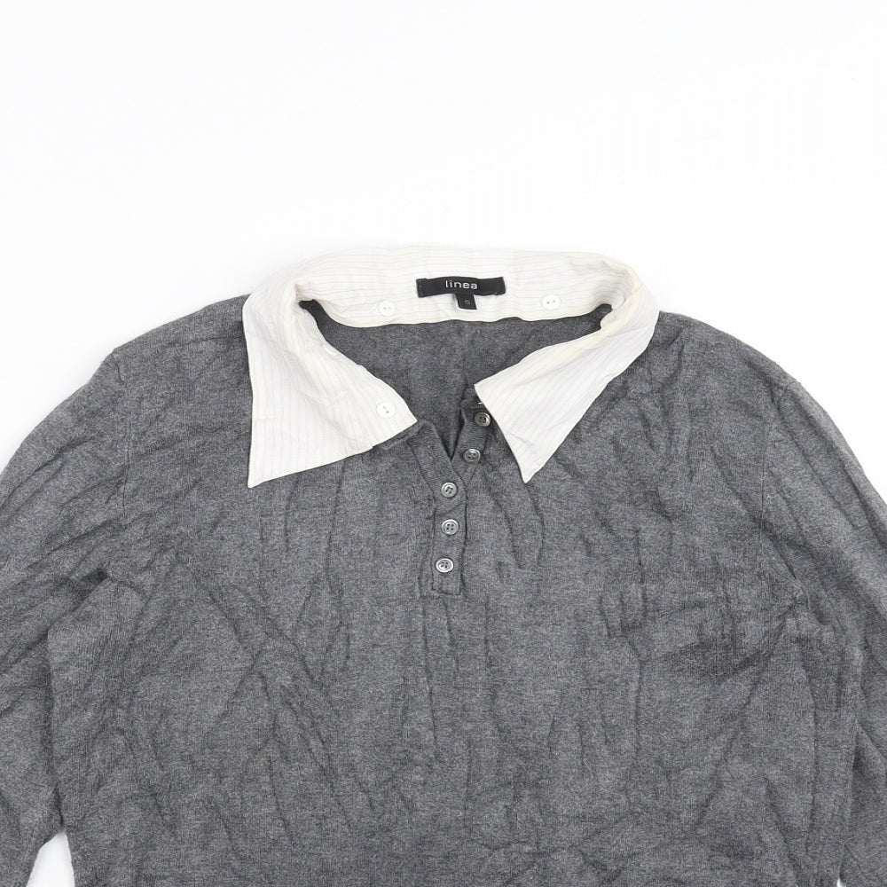 Linea Womens Grey  Knit Pullover Jumper Size S