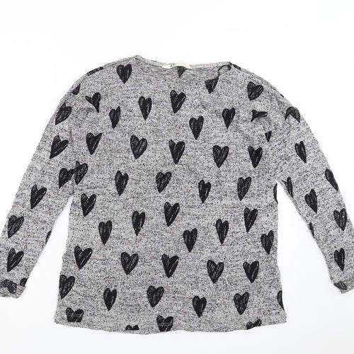 H&M Girls Grey  Knit Pullover Jumper Size 14 Years  - hearts