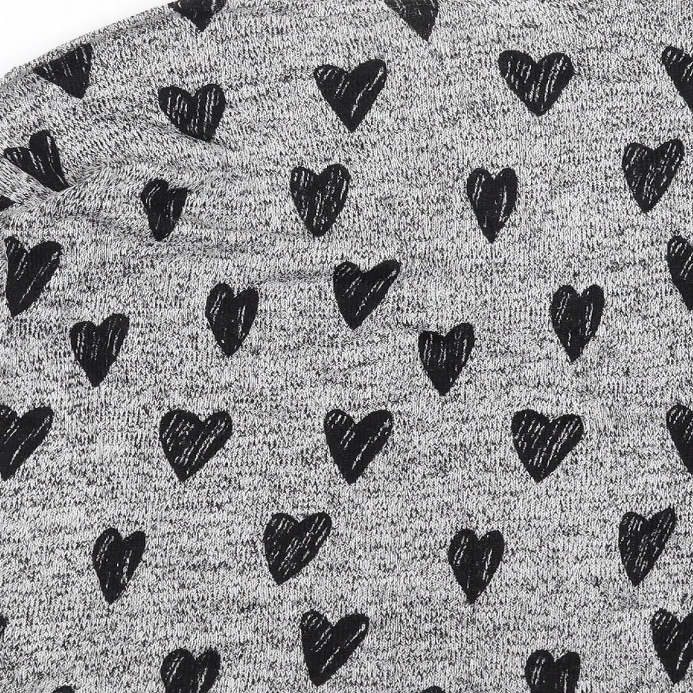H&M Girls Grey  Knit Pullover Jumper Size 14 Years  - hearts