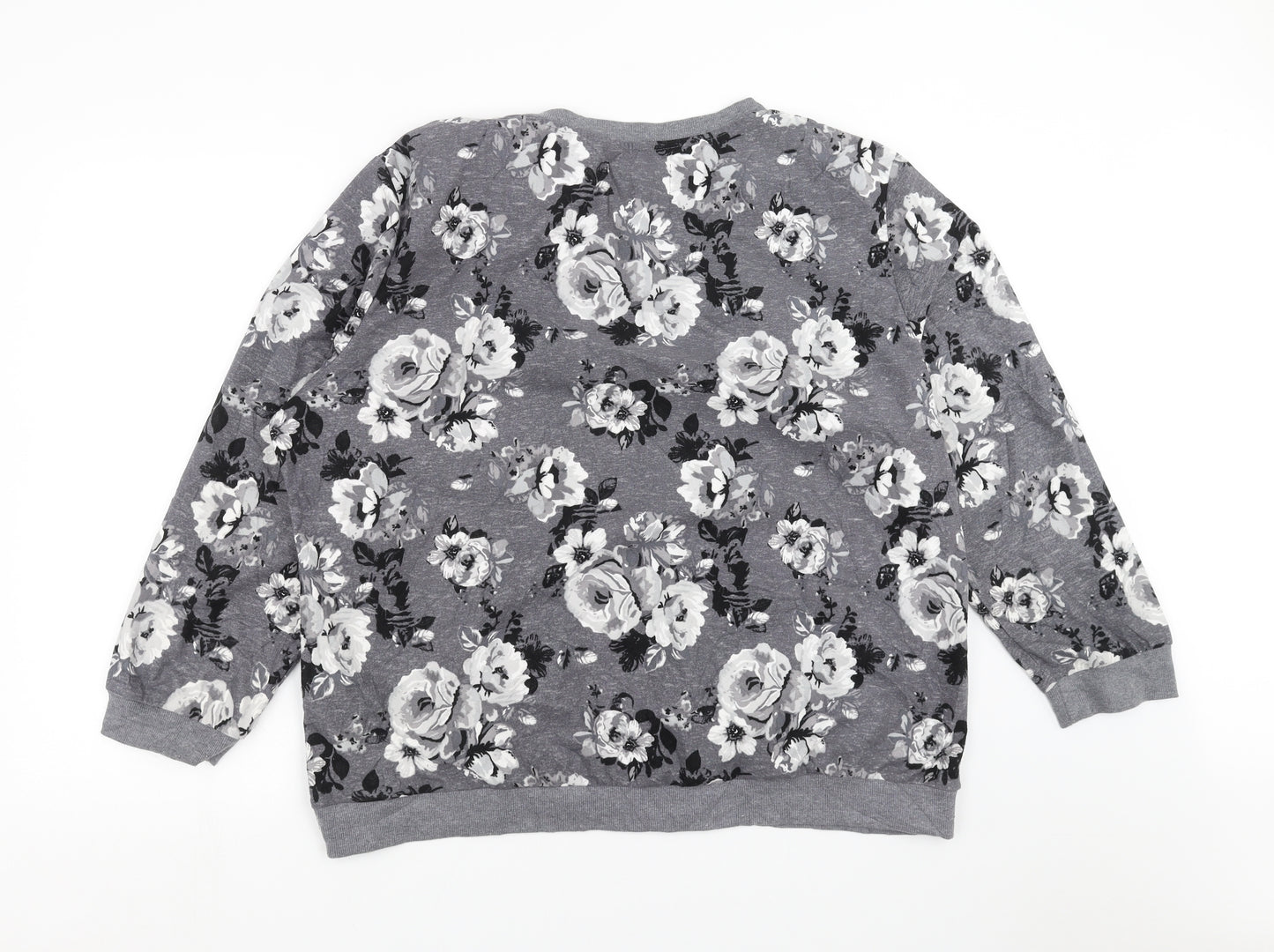 F&F Womens Grey Floral  Top Pyjama Top Size 20