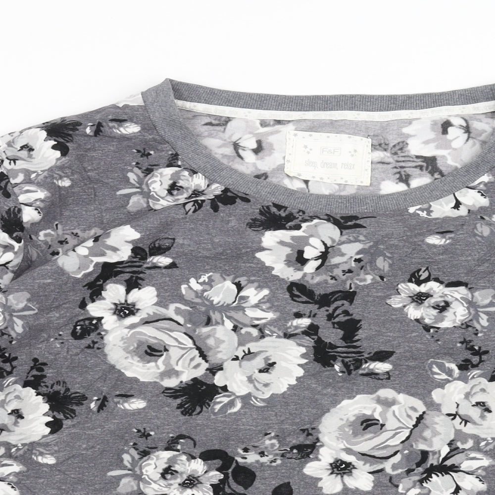 F&F Womens Grey Floral  Top Pyjama Top Size 20