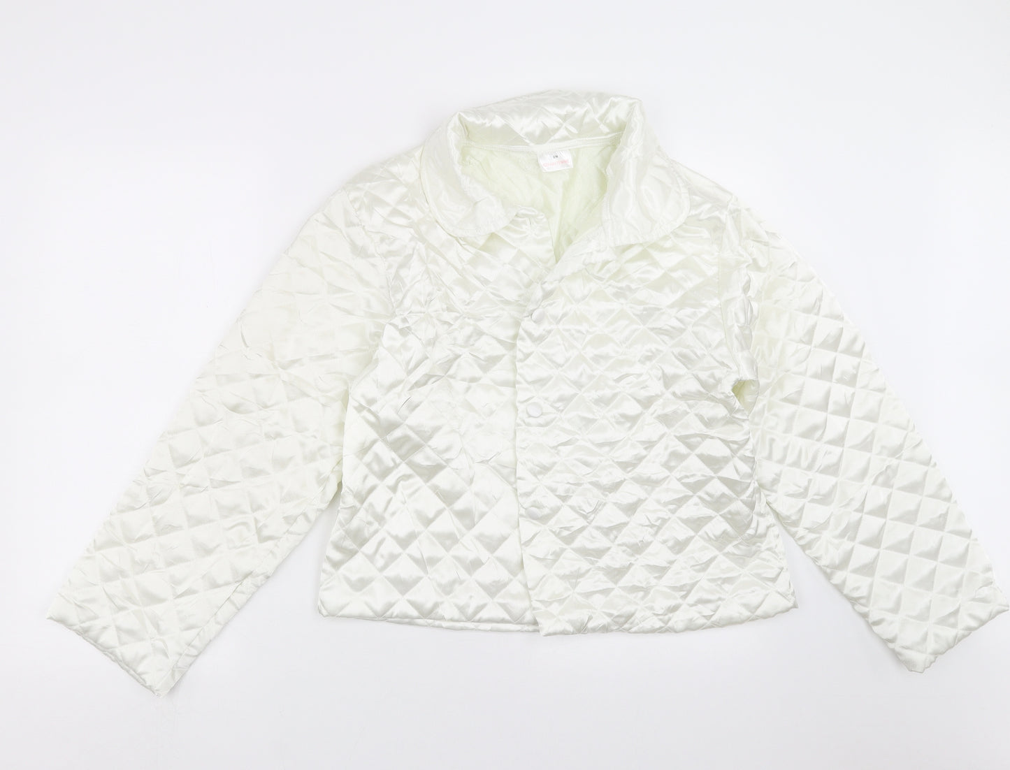 Preworn Womens Ivory Argyle/Diamond  Quilted Jacket Size S