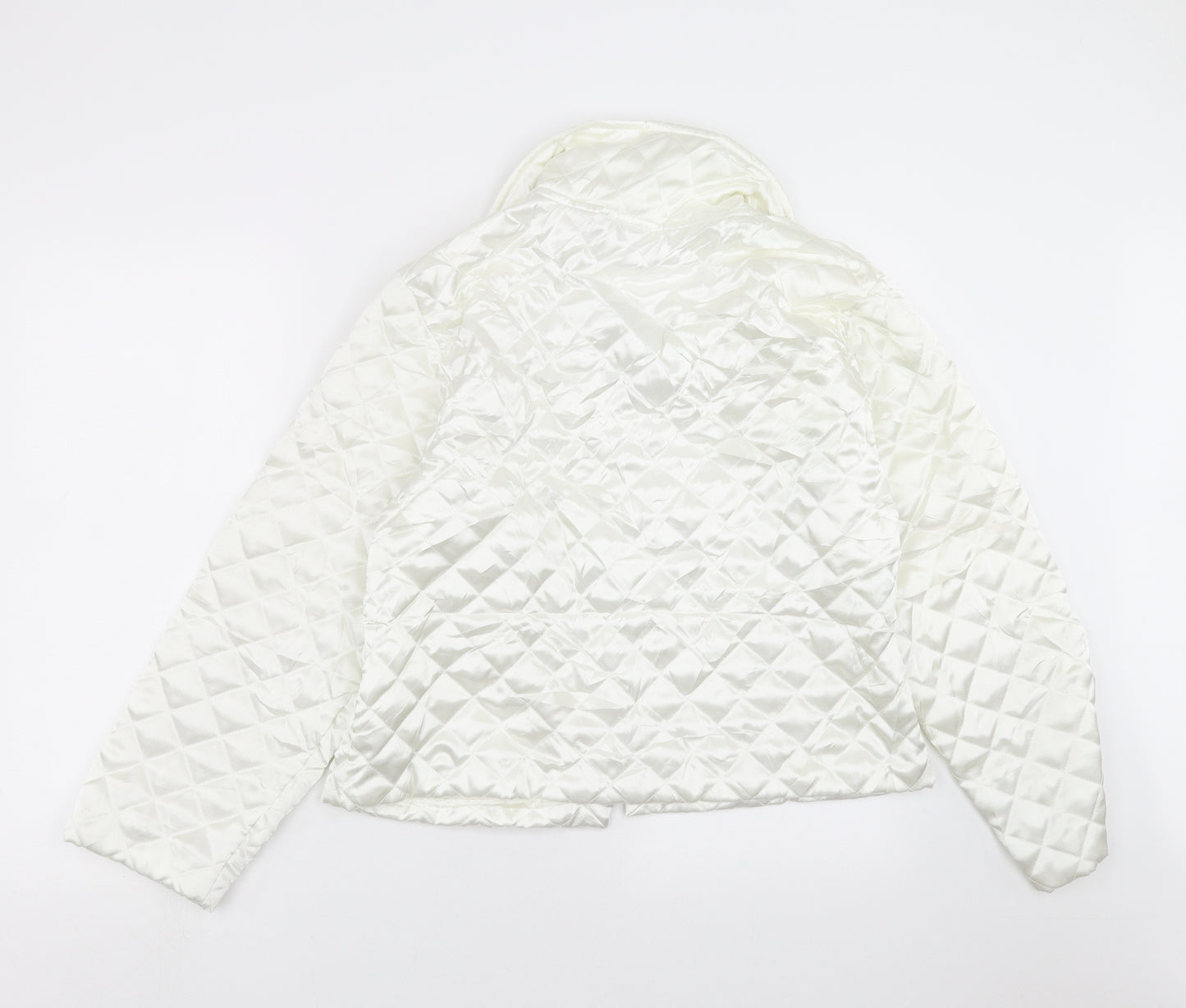 Preworn Womens Ivory Argyle/Diamond  Quilted Jacket Size S
