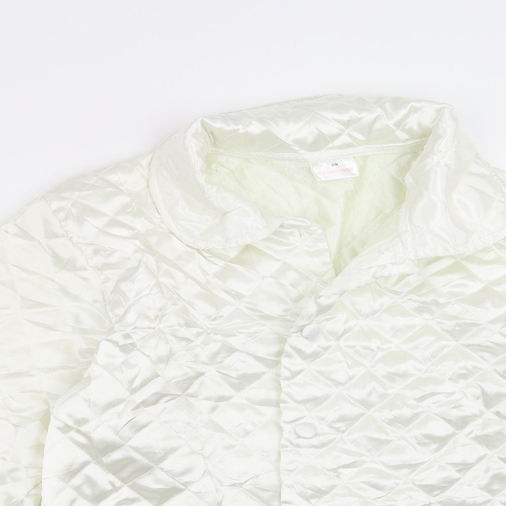Preworn Womens Ivory Argyle/Diamond  Quilted Jacket Size S