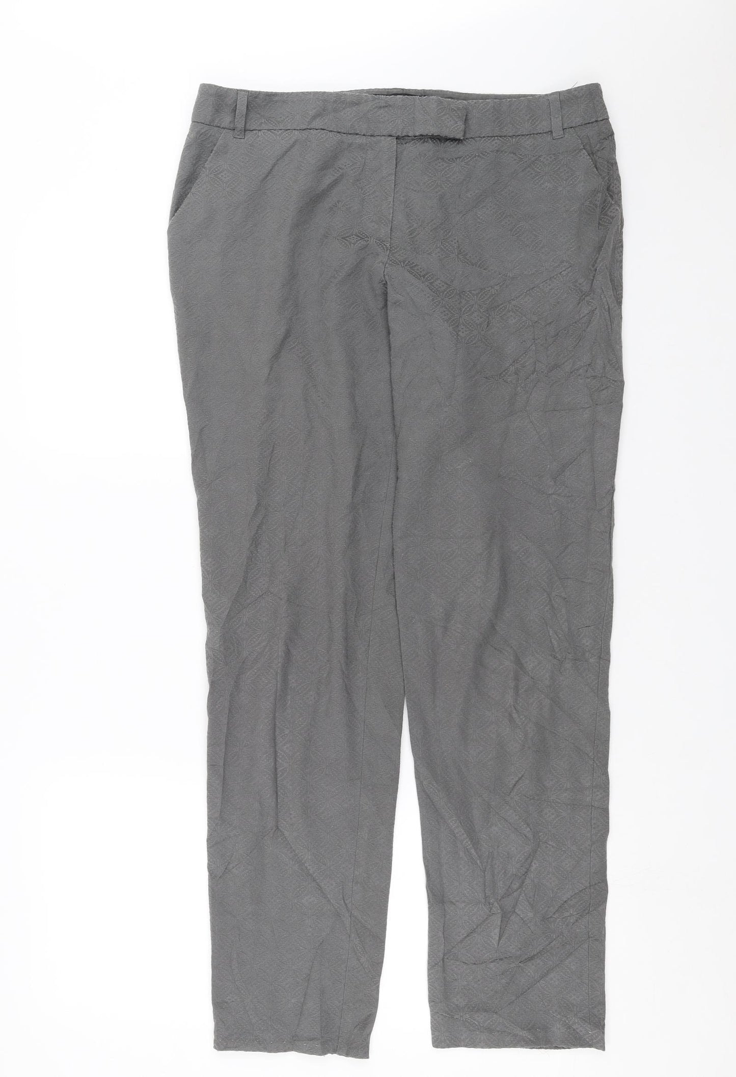 NEXT Womens Grey Geometric  Trousers  Size 12 L30 in