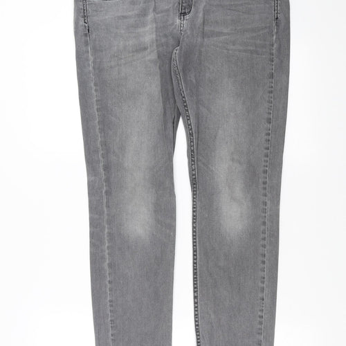 Topshop Womens Grey  Denim Straight Jeans Size 32 in L30 in