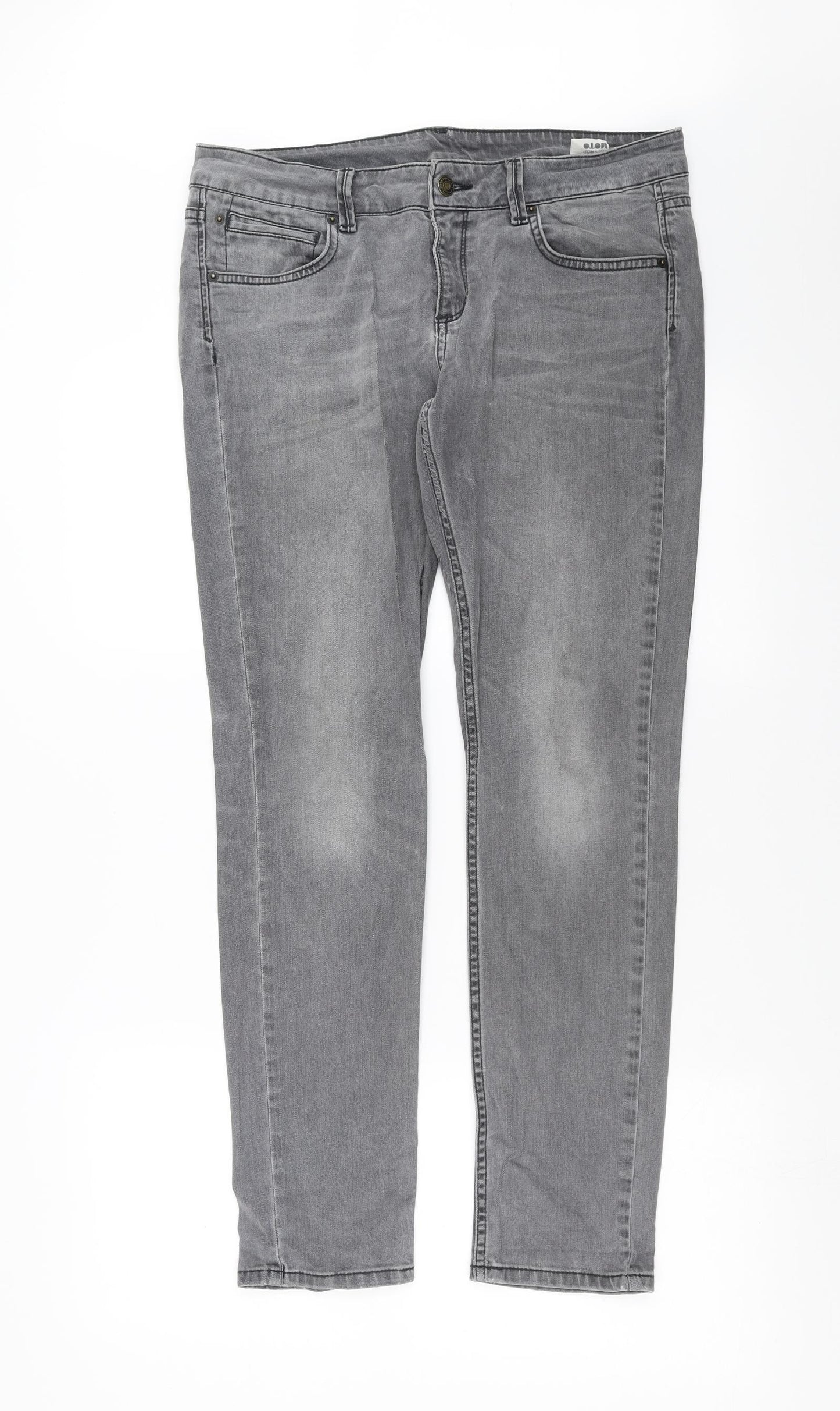 Topshop Womens Grey  Denim Straight Jeans Size 32 in L30 in