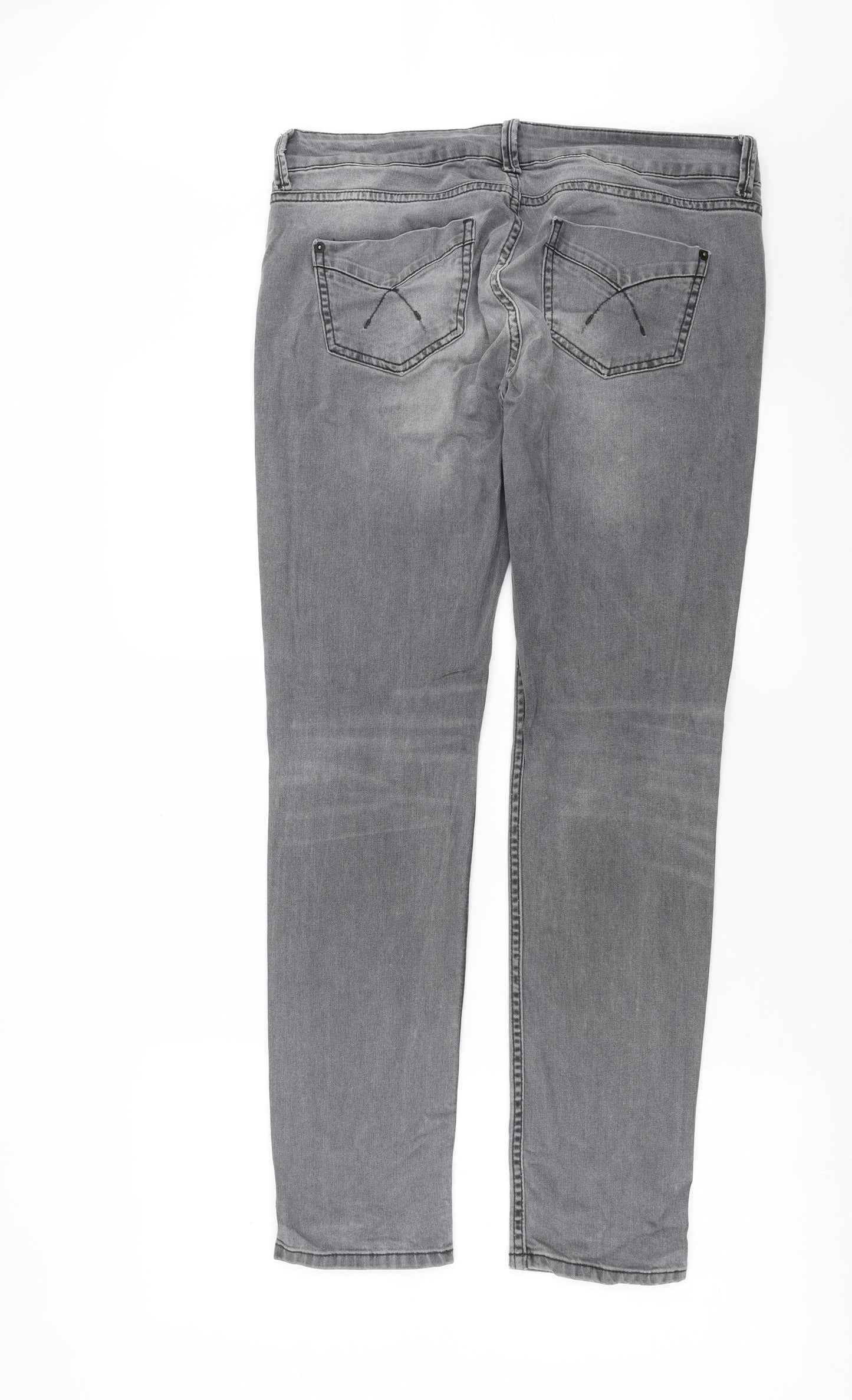 Topshop Womens Grey  Denim Straight Jeans Size 32 in L30 in