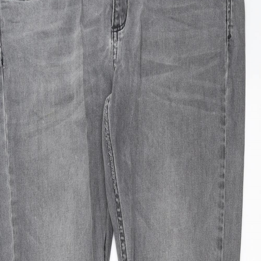Topshop Womens Grey  Denim Straight Jeans Size 32 in L30 in