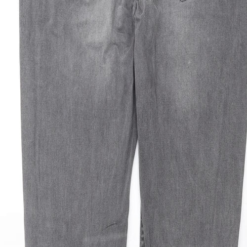 Topshop Womens Grey  Denim Straight Jeans Size 32 in L30 in
