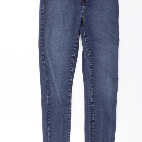 Miss Selfridge Womens Blue  Denim Skinny Jeans Size 8 L24 in - Distressed hem
