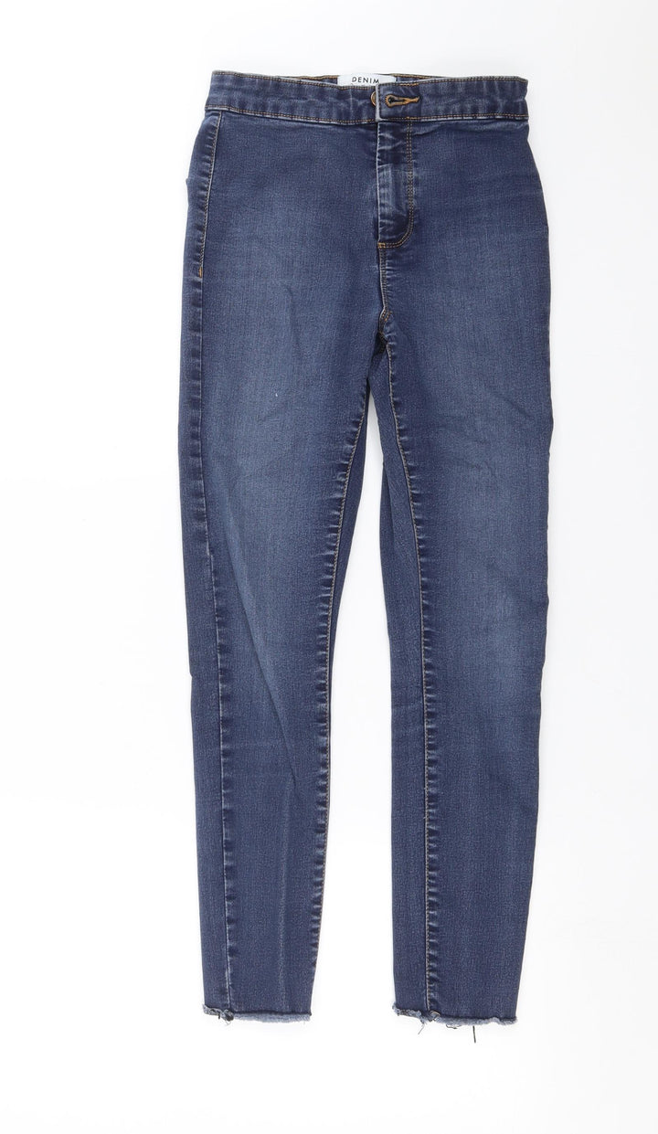 Miss Selfridge Womens Blue Denim Skinny Jeans Size 8 L24 in - Distressed hem
