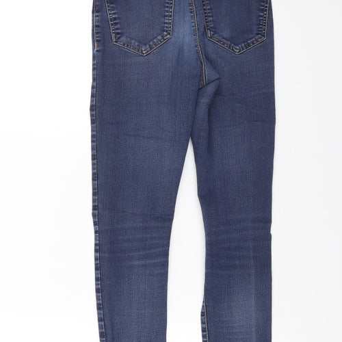 Miss Selfridge Womens Blue  Denim Skinny Jeans Size 8 L24 in - Distressed hem