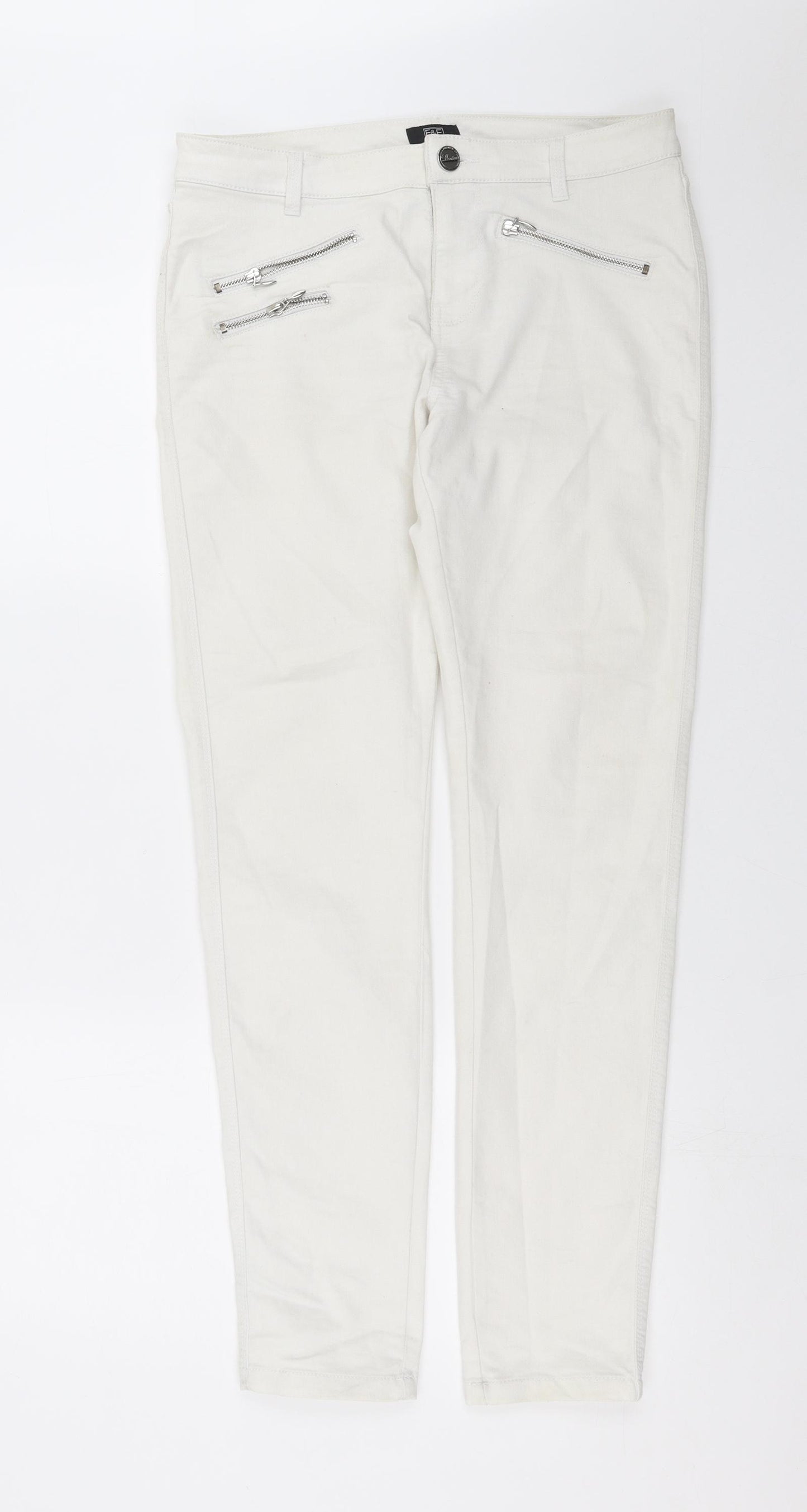 F&F Womens White  Denim Skinny Jeans Size 10 L30 in
