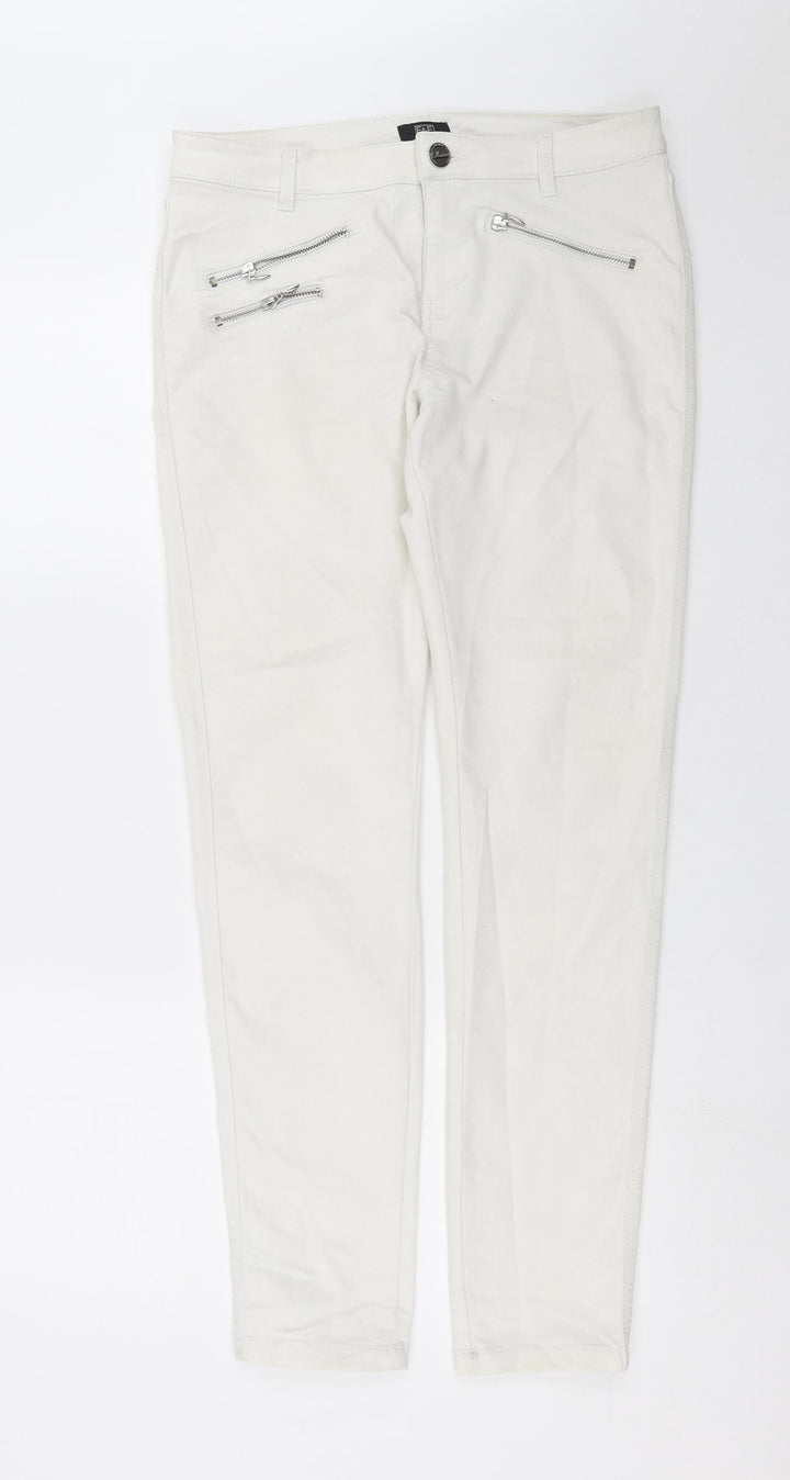 F&F Womens White Denim Skinny Jeans Size 10 L30 in