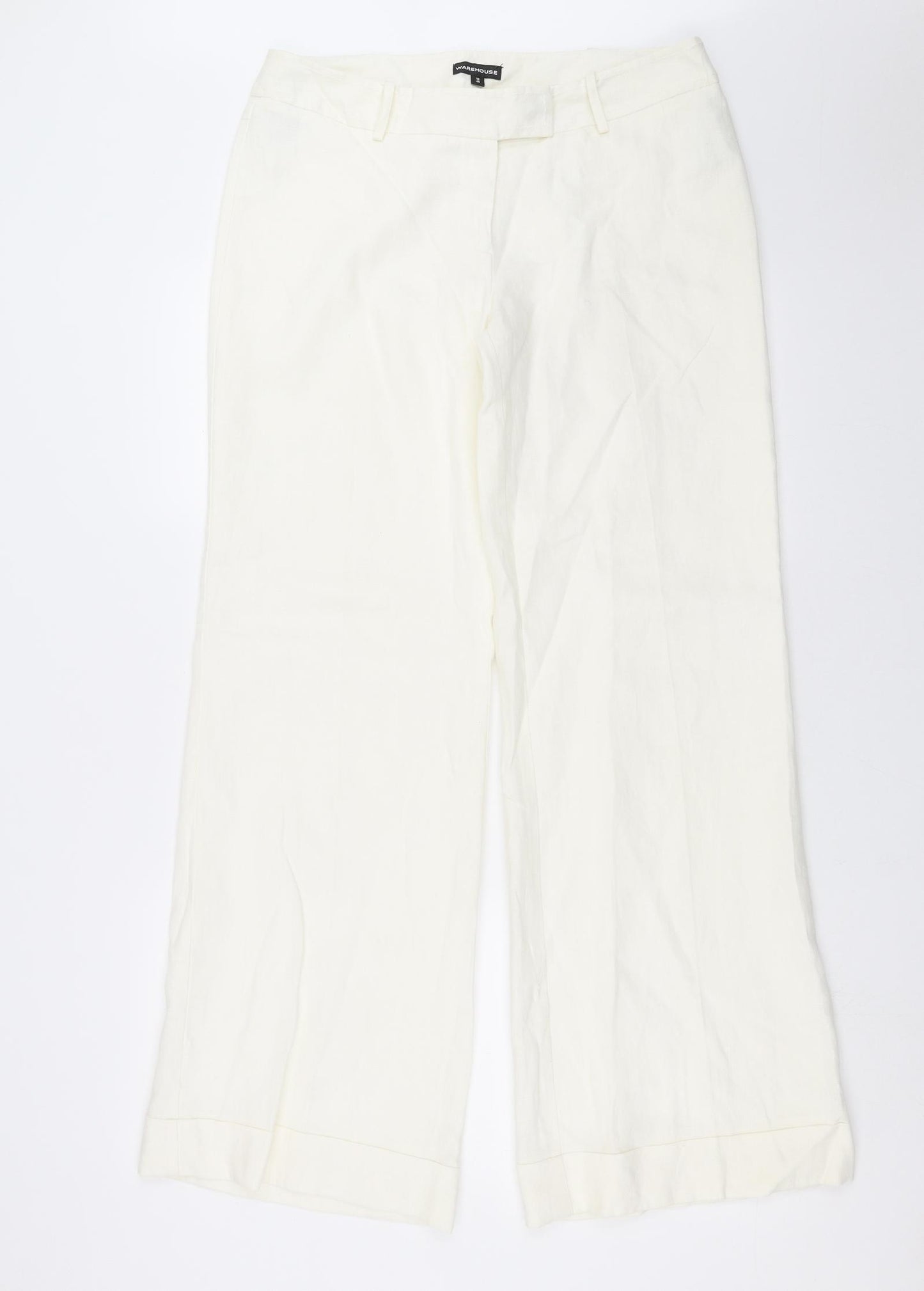 Warehouse Womens Ivory   Trousers  Size 12 L32 in