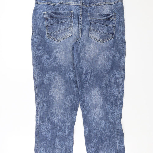 Cecil Womens Blue Paisley Denim Cropped Jeans Size 34 in L24 in