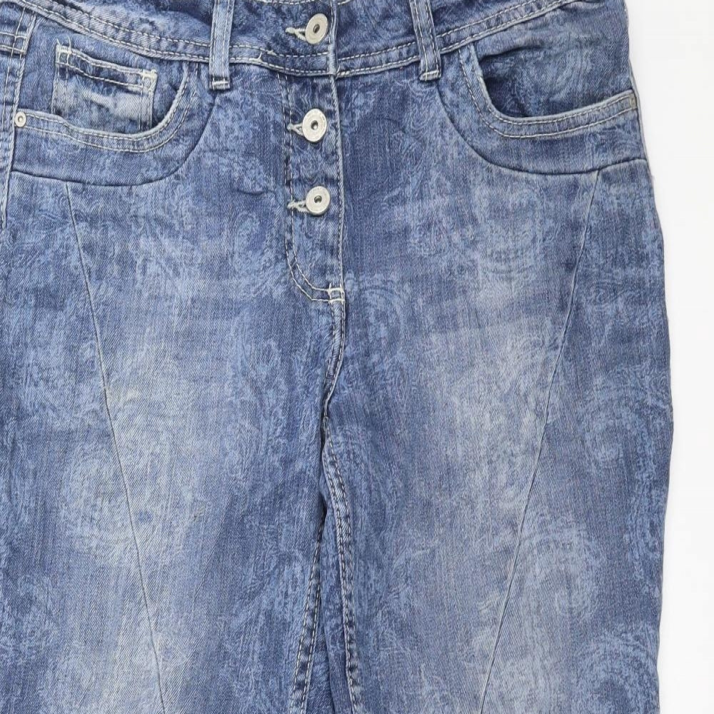 Cecil Womens Blue Paisley Denim Cropped Jeans Size 34 in L24 in