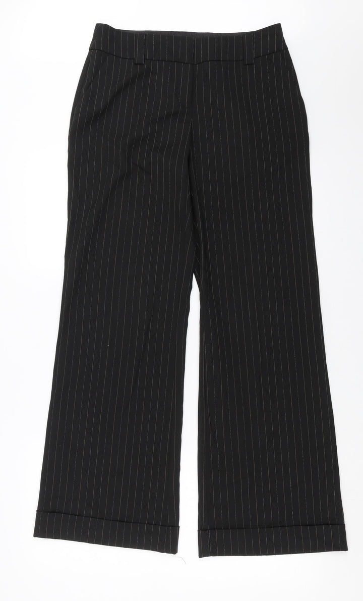 VERO MODA Womens Black Striped Trousers Size 10 L31 in