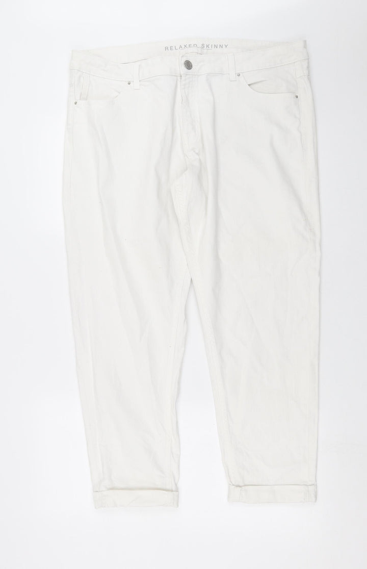 Preworn Womens White  Denim Skinny Jeans Size 38 in L27 in