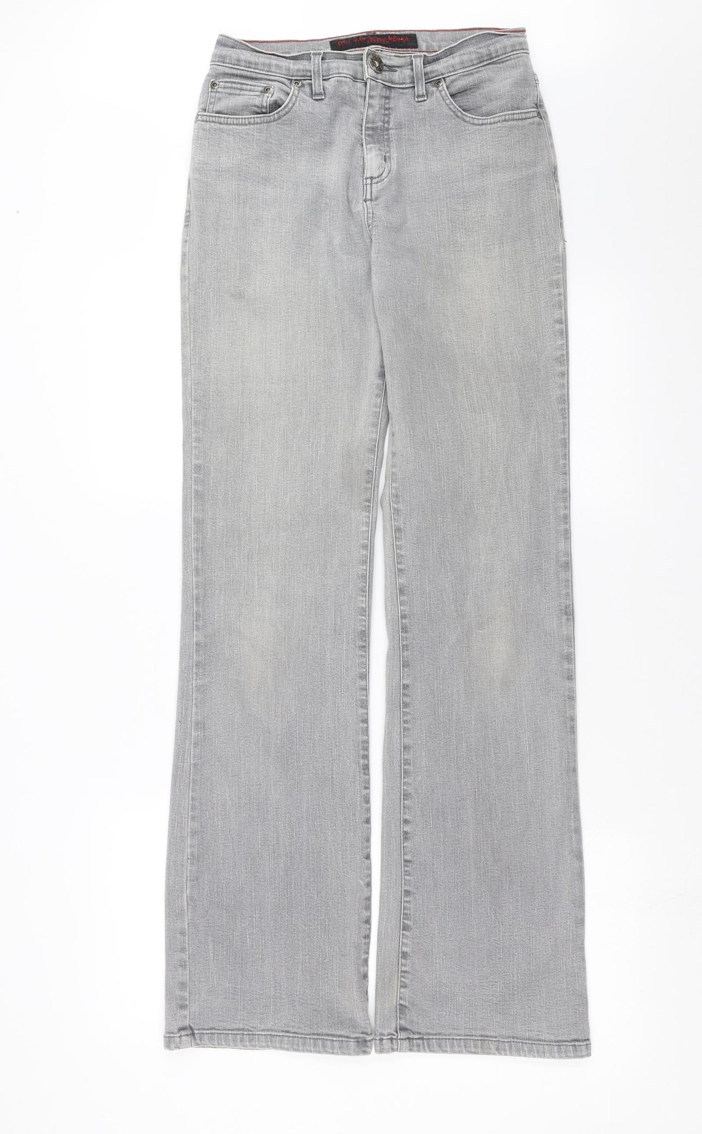 Marks and Spencer Womens Grey  Denim Straight Jeans Size 10 L33 in - Long, with stretch