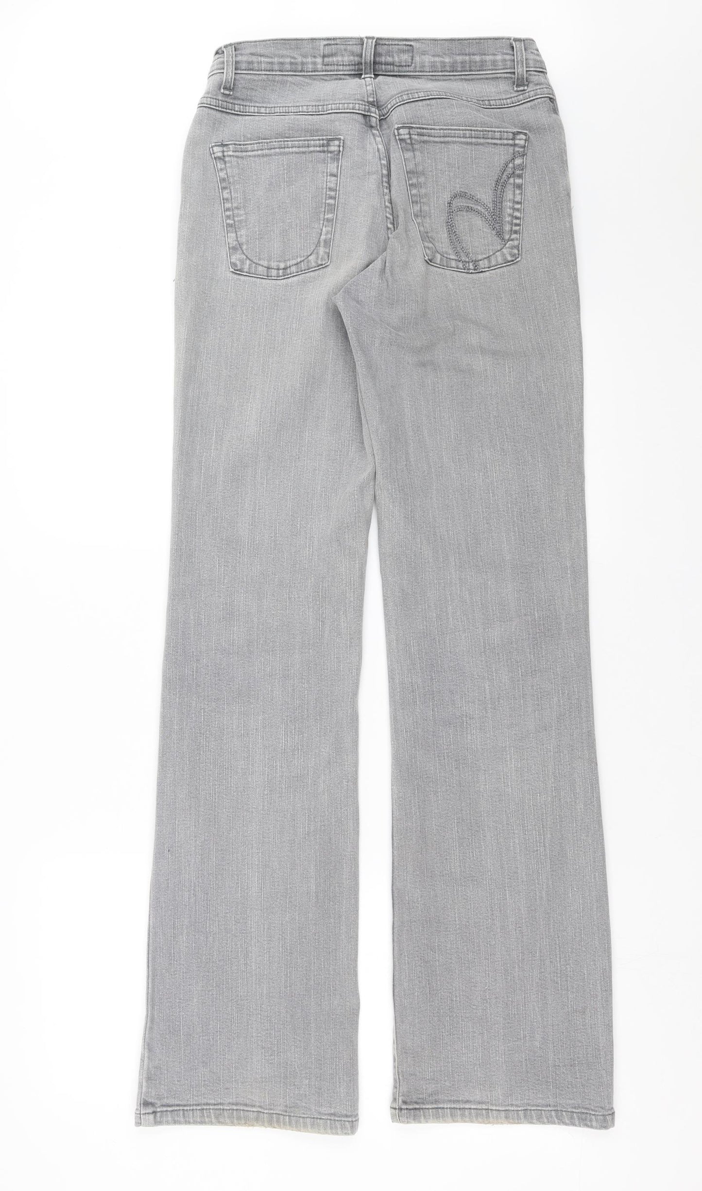 Marks and Spencer Womens Grey  Denim Straight Jeans Size 10 L33 in - Long, with stretch