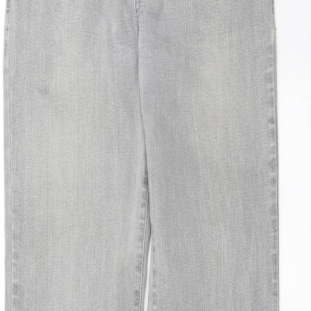 Marks and Spencer Womens Grey  Denim Straight Jeans Size 10 L33 in - Long, with stretch