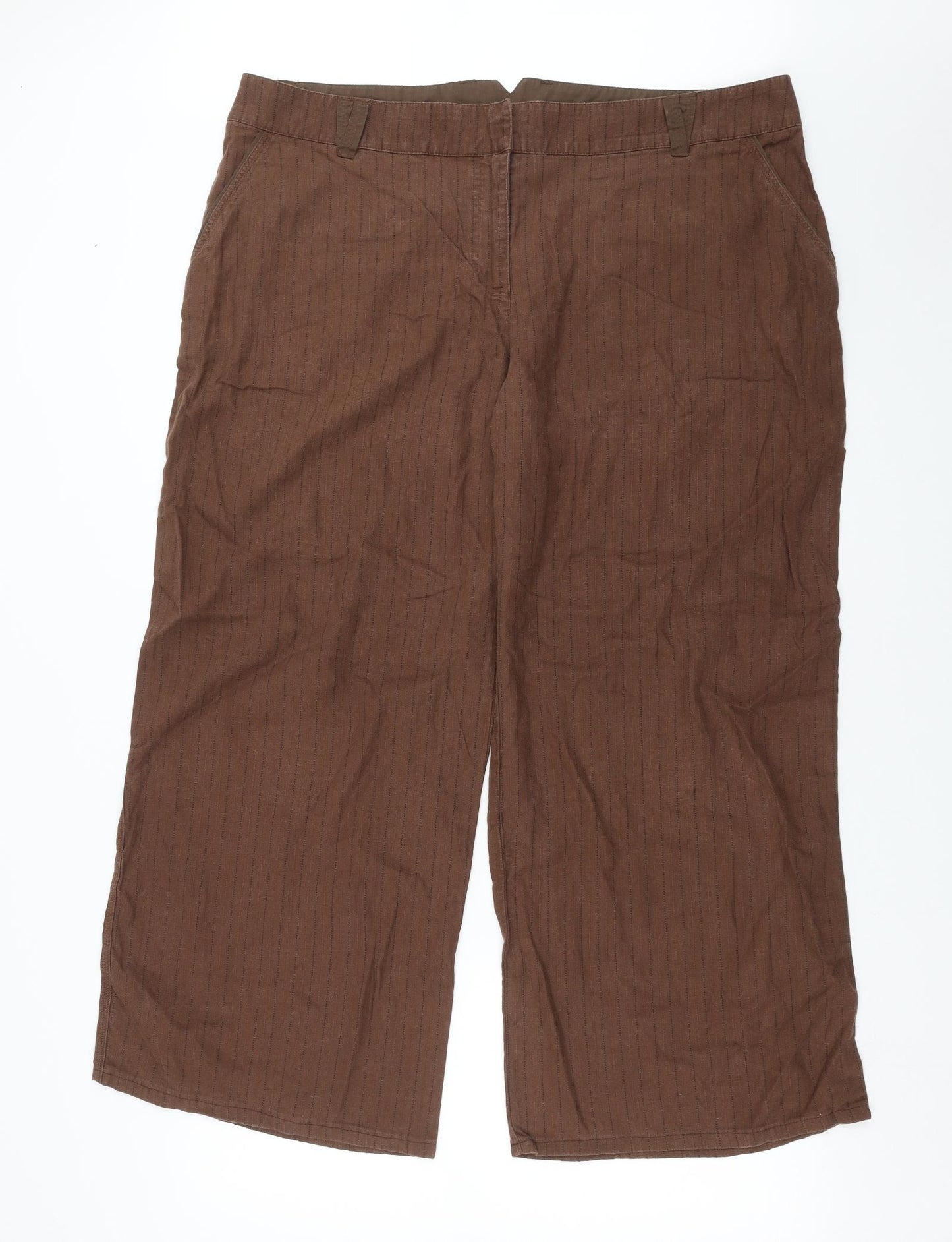 NEXT Womens Brown Striped  Trousers  Size 20 L28 in