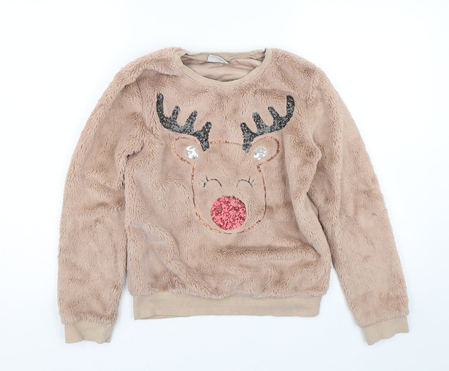 Matalan Girls Brown   Top Pyjama Top Size 12 Years  - Reindeer