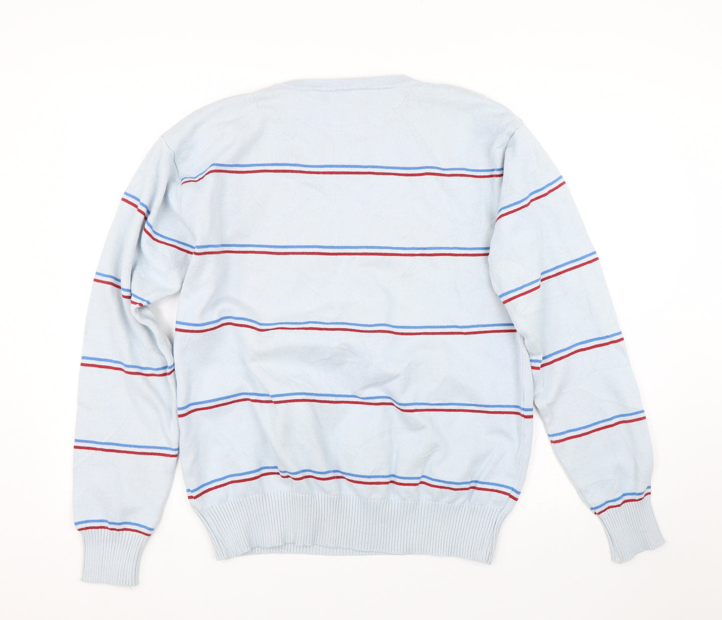 Crosshatch Mens Blue Striped  Pullover Jumper Size XL