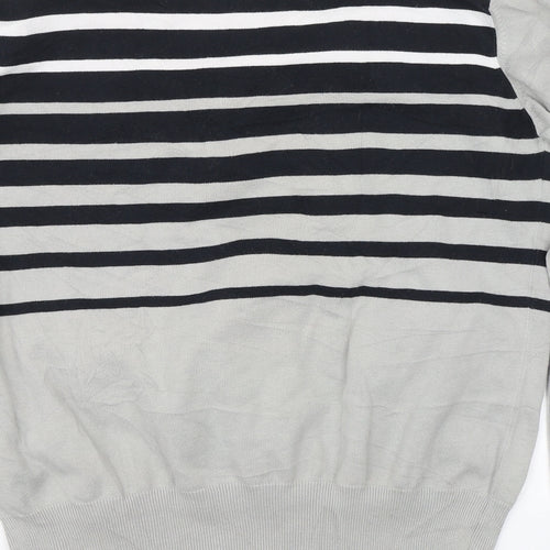 Solid Luxury Womens Grey Striped  Pullover Jumper Size XL