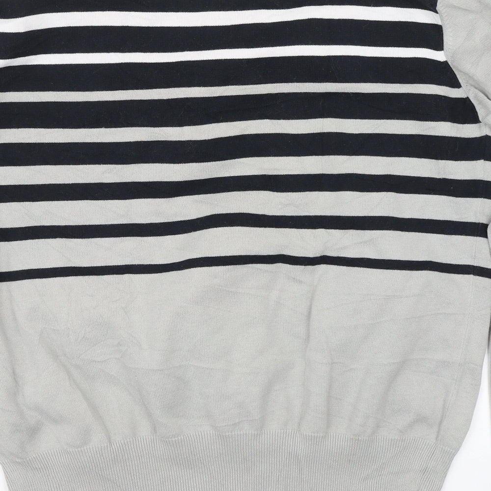 Solid Luxury Womens Grey Striped  Pullover Jumper Size XL
