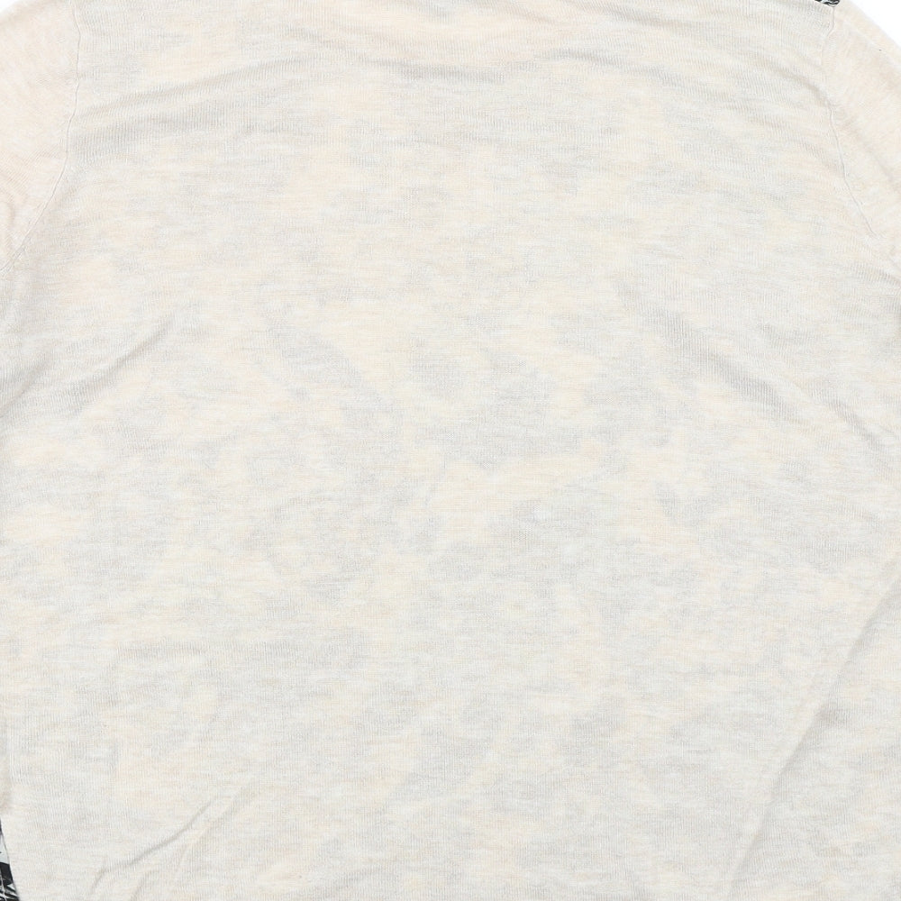 Warehouse Womens Beige Floral  Pullover Jumper Size M