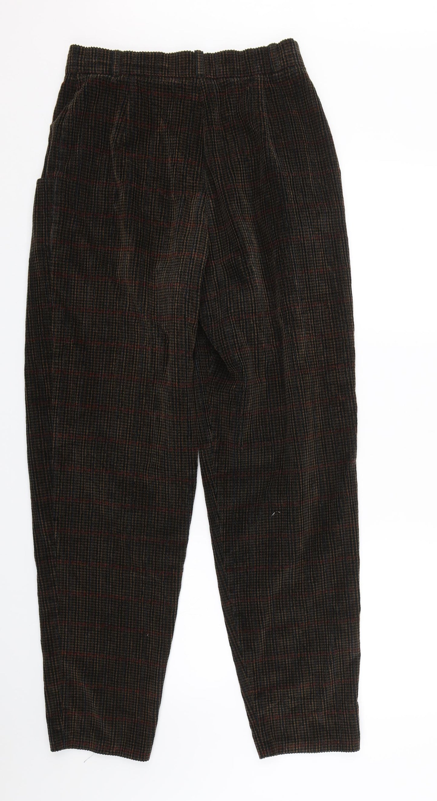 St Micheal Womens Brown Check Corduroy Trousers  Size 14 L29 in