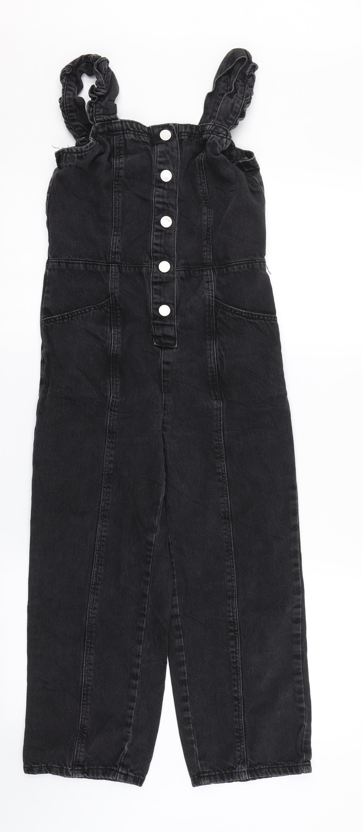 NEXT Girls Black  Denim Dungaree One-Piece Size 10 Years