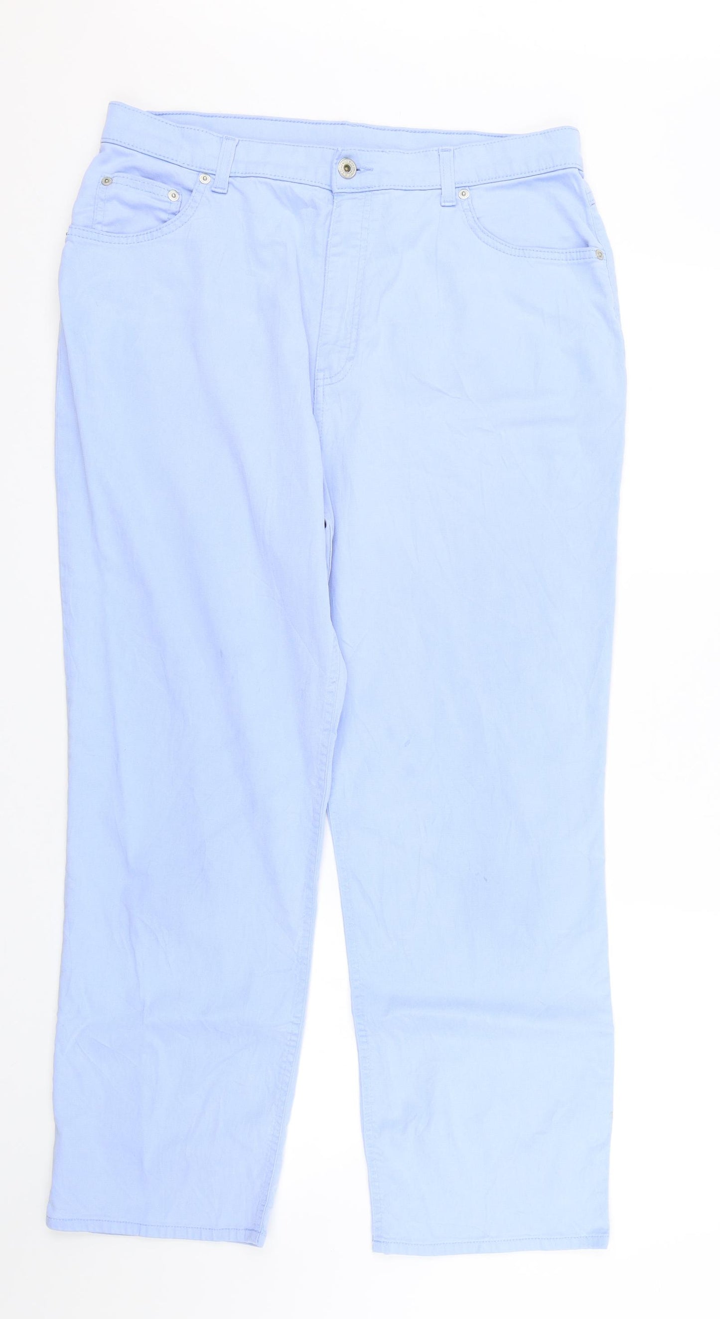 M&S Womens Blue   Trousers  Size 18 L25.5 in