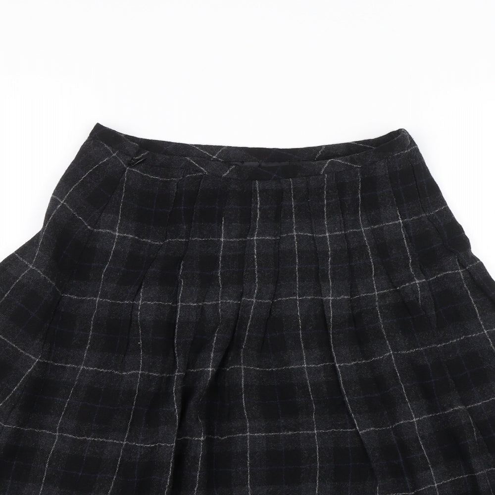 Preworn Womens Black Check  Skater Skirt Size S