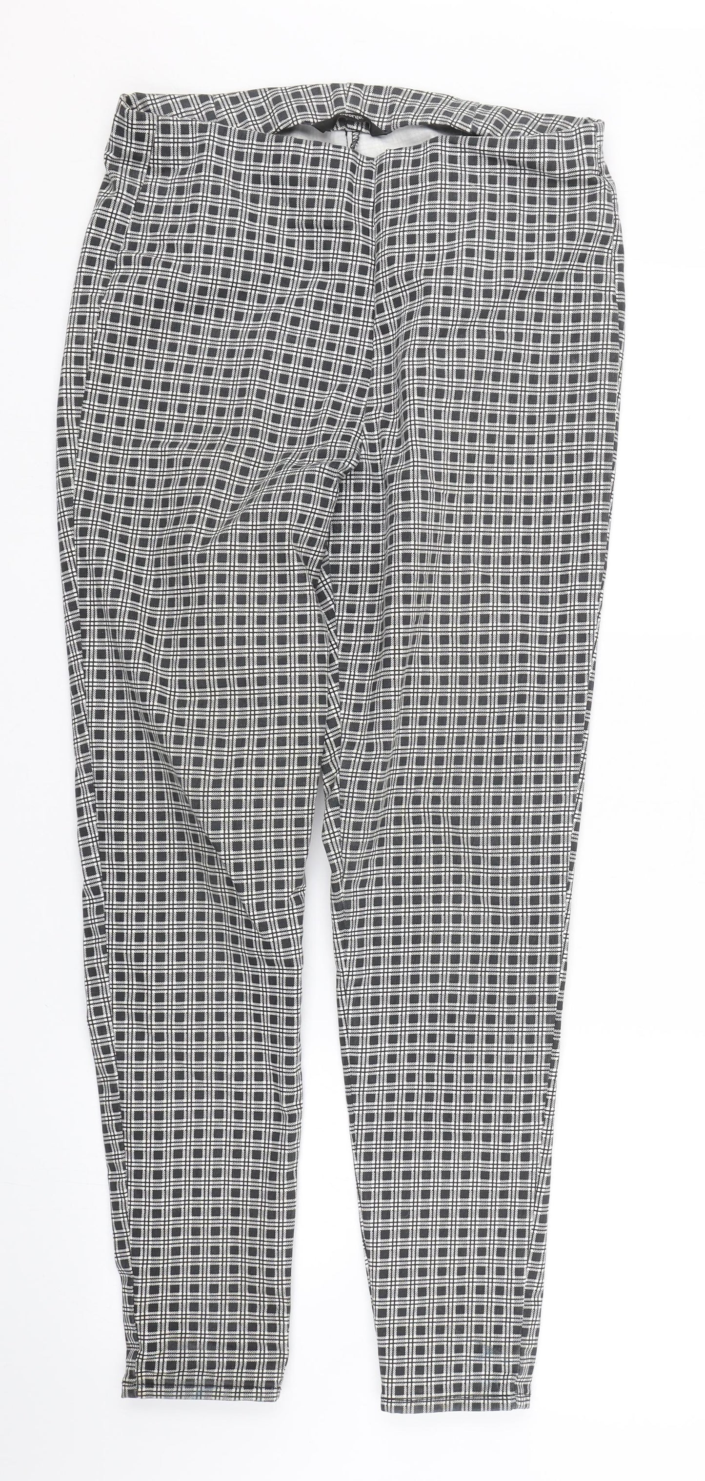 George Womens Black Check  Trousers  Size 12 L26 in