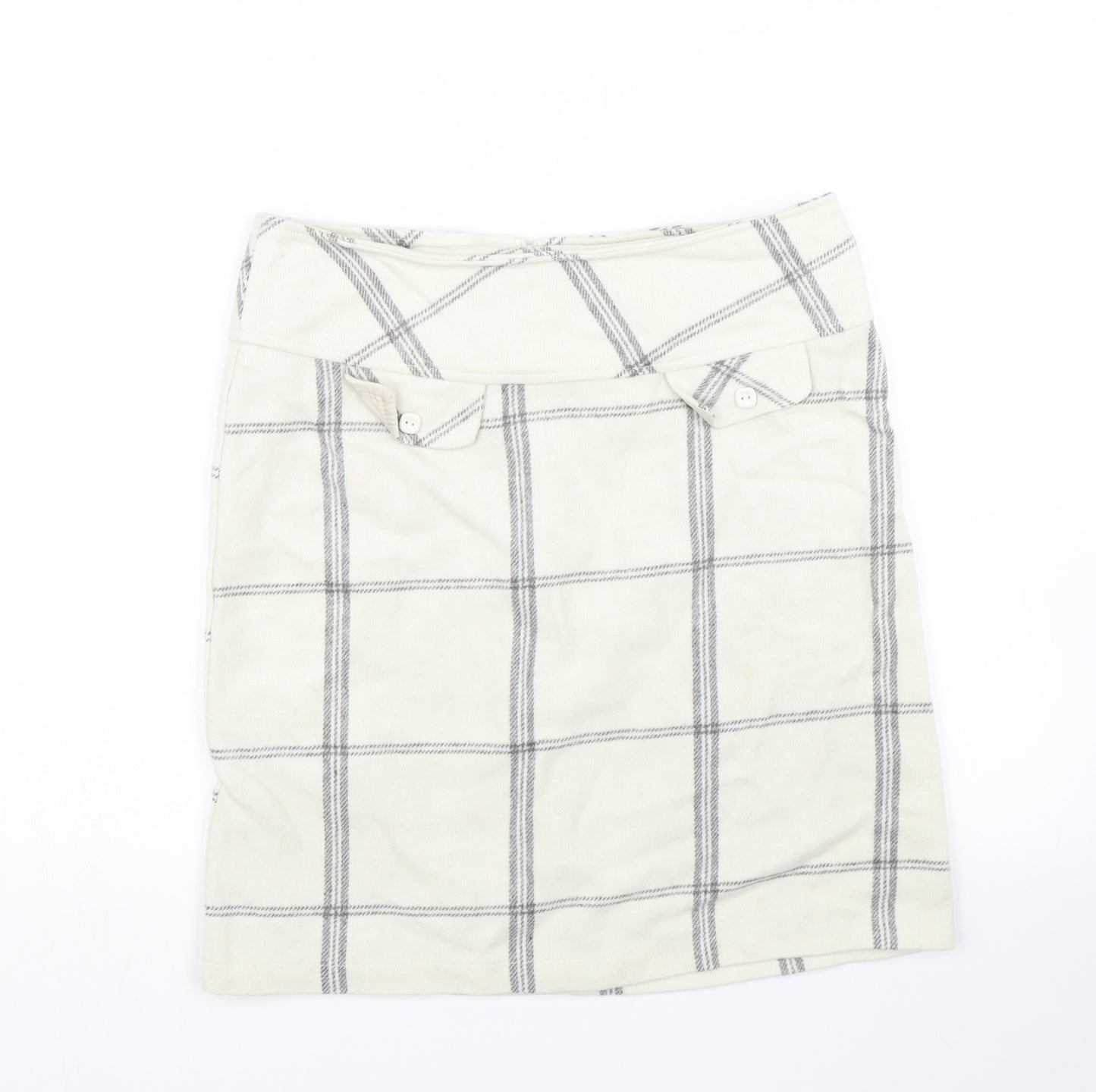 Janina Womens White Check  Mini Skirt Size 8