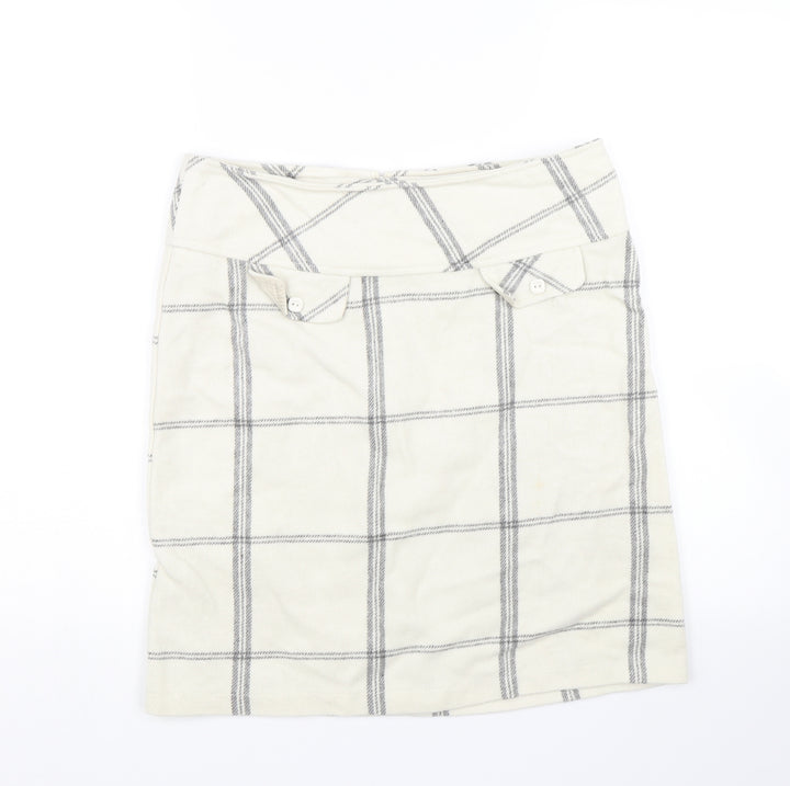 Janina Womens White Check Mini Skirt Size 8