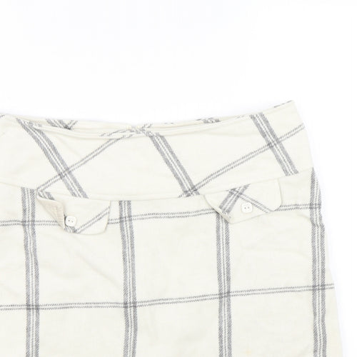 Janina Womens White Check  Mini Skirt Size 8