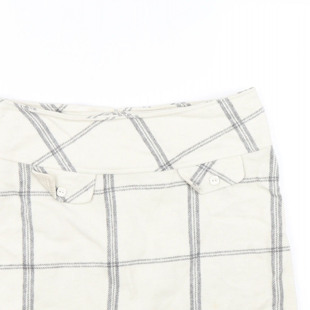 Janina Womens White Check  Mini Skirt Size 8