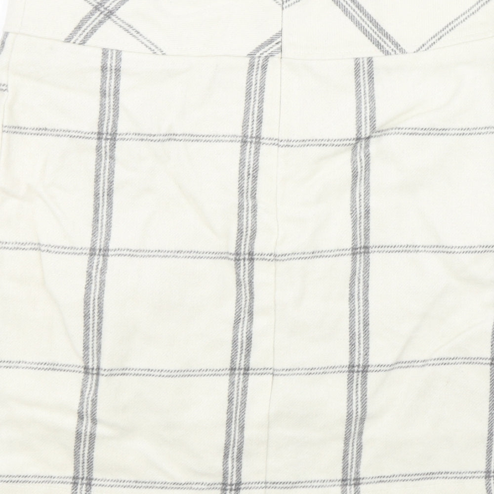 Janina Womens White Check  Mini Skirt Size 8